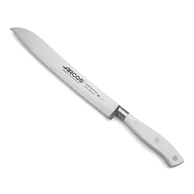 Imagen de Arcos Cuchillo pan con Hoja Acero Inoxidable Nitrum 200 mm. Obtenga una gran variedad cortesu comida. ideal uso doméstico diario. Serie Riviera Blanc. Color blanco.