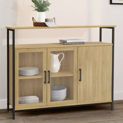 Imagen de Buffet industriel avec 2 portes vitrées et placards 100 cm