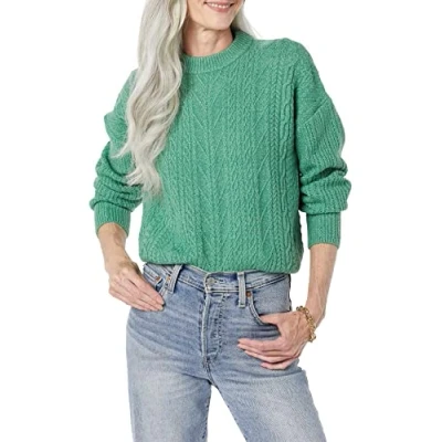 Imagen de Amazon Essentials Jersey Moderno de Cuello Redondo y Punto Trenzado Suave Al Tacto (Disponible en Tallas Grandes) Mujer, Verde Salvia, XL