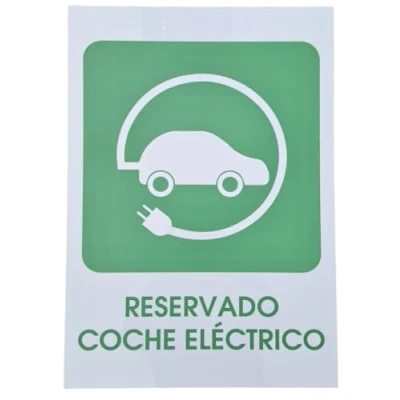 Imagen de FERRETELIX Señal de Reserva Estacionamiento para Coche Eléctrico, 40 cm x 30 cm, 1 mm Espesor