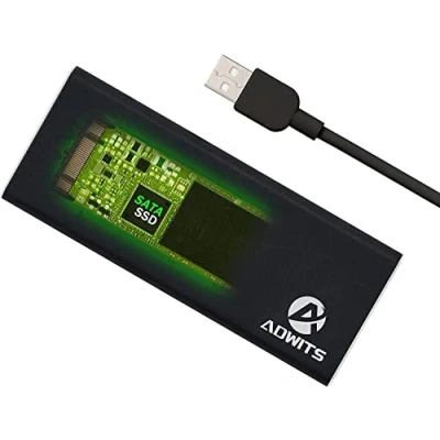 Imagen de ADWITS USB 3.0 UASP a SATA NGFF M.2 2230/2242/2260/2280 Key B o &amp; M SSD SuperSpeed Adaptador, Carcasa Externa para Samsung Western Digital Crucial Unidad de Estado sólido y más, Negro