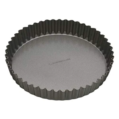 Imagen de MasterClass Molde Grande para Tarta, Acanalado Quiche con Base Suelta y Antiadherente PFOA, Robusto Acero al Carbono de 1 mm Espesor, 30 cm (12 pulgadas) , Gris