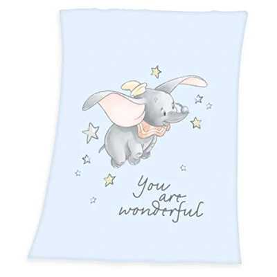 Imagen de Klaus Herding GmbH Disney Dumbo Manta de franela para bebé, 75 x 100 cm, azul claro