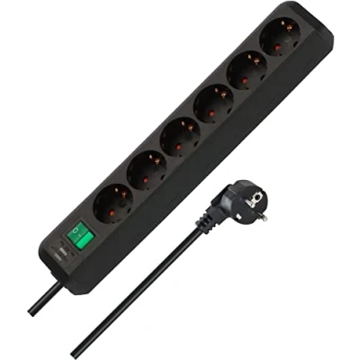 Imagen de Brennenstuhl Eco Line regleta de enchufes con 6 tomas corriente (cable 3m, interruptor) negro