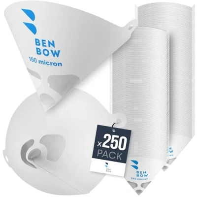 Imagen de BenBow Filtro de Pintura 190µ x 250 Unidades Papel desechable con Malla Nylon para filtrar Pinturas y Barnices impurezas