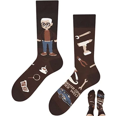 Imagen de TODO Colours Calcetines divertidos con diseño para hombre y mujer, divertidos, multicolor, Mejor abuelo, 43 46