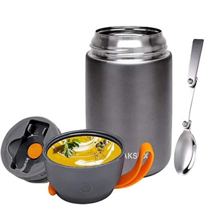 Imagen de WAKSOX Termo para Comida Food Thermy 530ml,730ml,750ml Taza Aislada, Botella de Acero Inoxidable Aislada Alimentos, Beber y sopa los niños adultos A prueba fugas Térmico