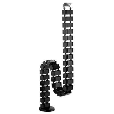 Imagen de mywall Guía de Cables HZ42L con una Longitud hasta 1285 mm, gestión para escritorios fijación Tornillos, conducto Cable Redondo, Sistema 4 Canales Estructura Modular