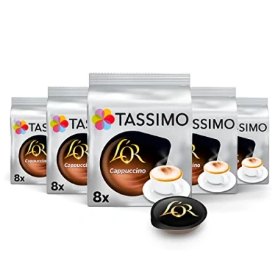 Imagen de Tassimo Cápsulas de Café L’OR Cappuccino 40 Compatibles con Cafetera 5PACK Amazon Exclusive