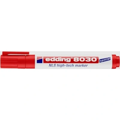 Imagen de edding 8030 marcador NLS high tech rojo 10 rotuladores punta redondeada de 1,5 3 mm antioxidante para el marcado baja corrosión uso en acero, metal, hierro, aluminio