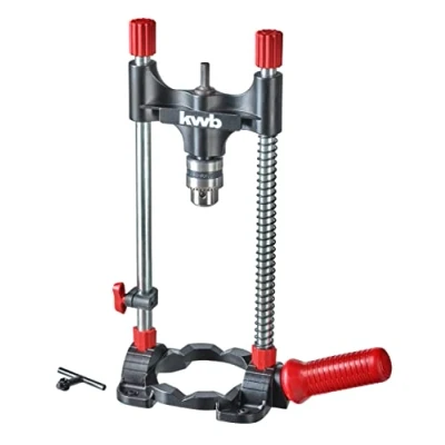Imagen de KWB Soporte de taladro con portabrocas, accionamiento hexagonal/móvil para destornilladores y taladros inalámbricos, bloqueo ángulo ajustable 45/60/75/90, superficies piezas redondas
