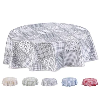 Imagen de Home Direct Mantel de Hule, Redondo 155 cm Gris Claro