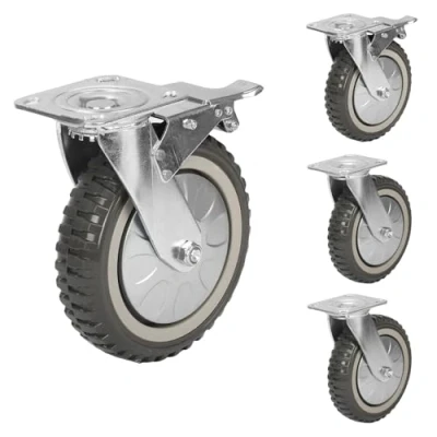 Imagen de uyoyous 4 ruedas de carga pesada 200 mm con freno, giratorias 360, transporte rosca, pesada, capacidad 1000 kg (2 giratorias, 2 freno)