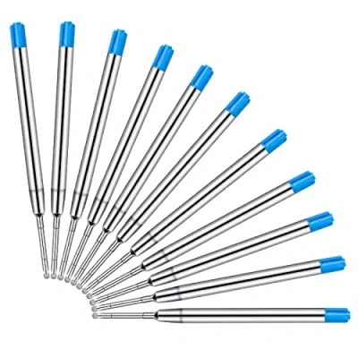 Imagen de Vesaneae 10 x Recambio de Bolígrafos, Bolígrafo Metal, Recambios Tinta para 1 MM Punta Media Recarga Pluma (Azul)