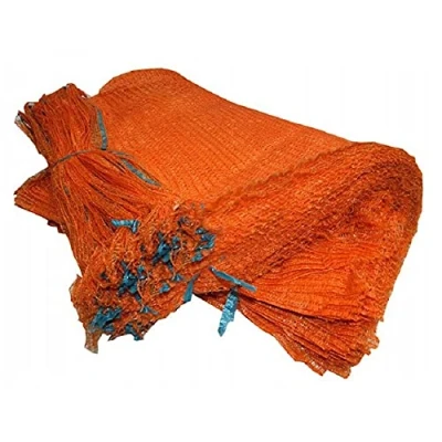 Imagen de Lot de 100 sacs filet Orange 50 x 80 cm et 30 kg Sac en maille filetée avec cordon serrage Raschel légumes bois pour d&#039;allumage