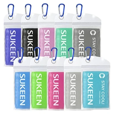 Imagen de Sukeen [10 Unidades] Toalla de enfriamiento (40&quot;x12&quot;), Hielo, Suave y Transpirable, Microfibra para Yoga, Deporte, Correr, Gimnasio