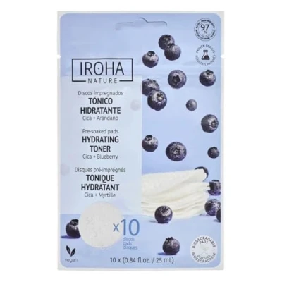 Imagen de IROHA NATURE Discos Tónico Hidratantes y Calmantes con Cica Arándanos Para una Piel Fresca Equilibrada Reconfortantes Antioxidantes Todo Tipo de Pieles en Especial Sensibles 10 Und