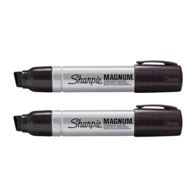 Imagen de Sharpie Pro Magnum Rotuladores permanentes grandes, paquete de 2, punta cuña cincel extra ancha, tinta negra