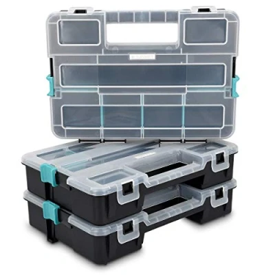Imagen de Navaris organizador de tornillos Caja almacenaje L plástico para bricolaje Compartimentos varios tamaños tuercas