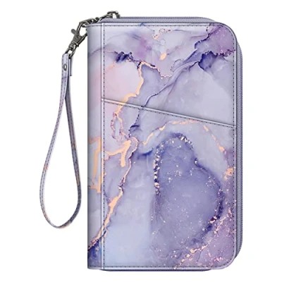 Imagen de FINTIE Cartera de viaje para pasaporte familia 4 a 6 años, organizador documentos con bloqueo RFID, bolsa mano pasaportes, tarjetas visita, crédito, pases