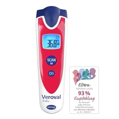 Imagen de VEROVAL Termómetro infrarrojo para bebés, medición sin contacto y silenciosa, temperatura corporal, del objeto, ambiente, rápida, manejo