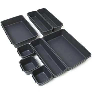 Imagen de iGadgitz Home U7125 Divisor Cajones, Drawer Organizer, Cajones Organizadores, Compartimentos Gris