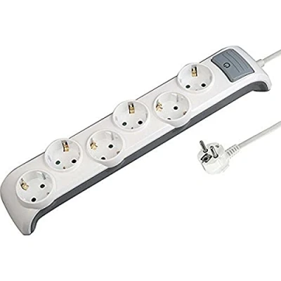Imagen de Electraline 62507 Regleta Base múltiple (3G1 mm², 2 m, 6 Tomas) Color Blanco, 250 V
