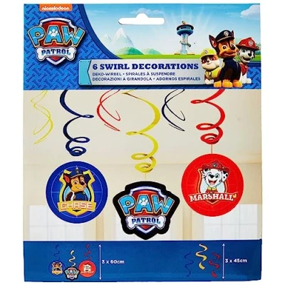 Imagen de Amscan 9903833 Decoración Colorida temática, 6 Piezas, Decoraciones de Remolino Paw Patrol 2018