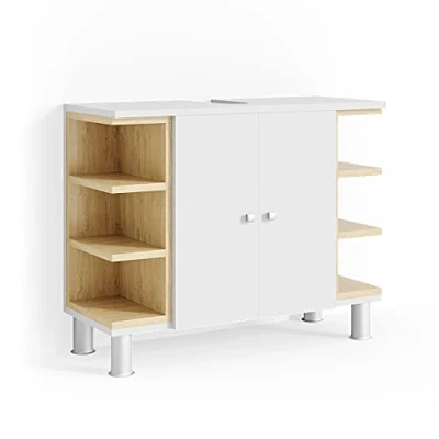 Imagen de Vicco Mueble bajo Lavabo Aquis, Blanco/Sonoma, 79 x 64 cm