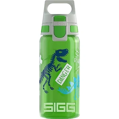 Imagen de Sigg VIVA ONE Jurassica cantimplora infantil (0.5 L), botella transparente sin sustancias nocivas y con tapa hermética, para niños usar una mano