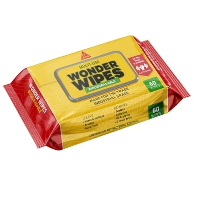Imagen de Sika Toallitas biodegradables Wonder de limpieza multiusos para el comercio la construcción especialmente formuladas limpiar manos, herramientas y superficies Paquete 60