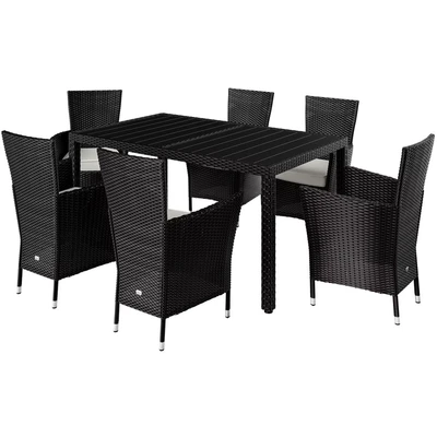 Imagen de Grupo de asientos polyrattan 6 sillas +1 mesa negro WPC