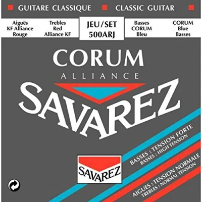 Imagen de Savarez 656120 Cuerdas para Guitarra Clásica Alliance Corum 500ARJ Juego Tensión mezcladas gris,roja,azul