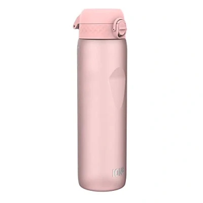 Imagen de Ion8 Botella de Agua 1 Litro, 1000 ml, a Prueba Fugas, Fácil Abrir, Cerradura Segura, Asa Transporte, Apta para Lavavajillas, Sin BPA, Ideal Deporte y Gimnasio, Rosa Claro
