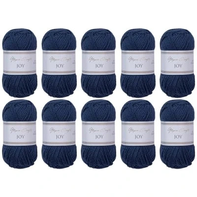Imagen de Utopia Crafts JOY Uni Hilo para tejer y crochet, suave, de fácil cuidado, 100% poliacrílico, 10 ovillos 50 gr, 150 m (Carbón azul)