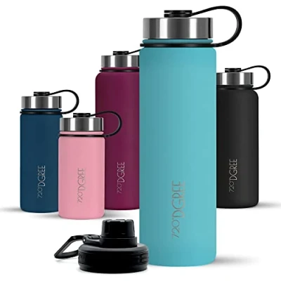 Imagen de 720DGREE Botella Agua Termo Acero Inoxidable “noLimit“ 710ml Sin BPA Free, Antigoteo y Prueba de Fugas Frasco térmico, Cantimplora Aislada Bebida Caliente Frío con Gas +Cubierta Deporte Gratis