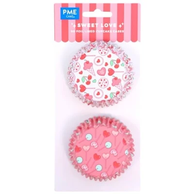Imagen de PME San Valentín Cápsulas para cupcakes Forradas de Aluminio Dulce Amor, Set 60