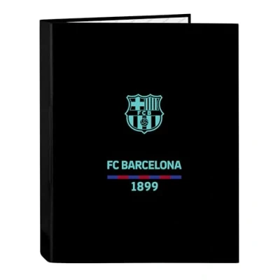 Imagen de Safta F.C. BARCELONA 3ª EQUIPACIÓN Carpeta con Folios 4 Anillas, Ideal para Niños de Diferentes Edades, Cómoda y Versátil, Calidad Resistencia, 26.5x33 cm, Color Negro