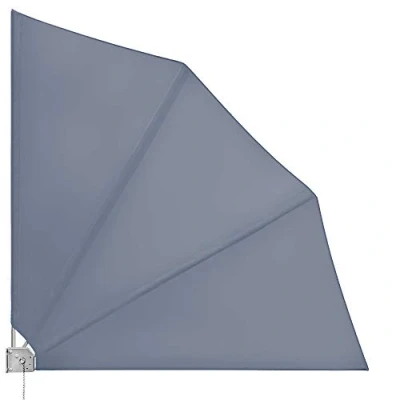 Imagen de Deuba® 2X Abanicos de Balcón 140x140 Antracita Pantalla Privacidad Plegable 3 Posiciones Cortaviento Lavable