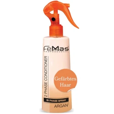Imagen de FemMas Bi Phase Aceite de argán Leave In Acondicionador Spray Tratamiento en 300 ml I 2 fases Hidratante Cuidado del Cabello Sin Enjuague Para Cabellos teñidos y aclarados