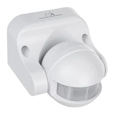 Imagen de Maclean MCE358 W Sensor de Movimiento por Infrarrojos PIR 180 con Crepuscular Infrarrojo IP44 Uso en Interiores y Exteriores Alcance hasta 12 m Carga 300/1200W