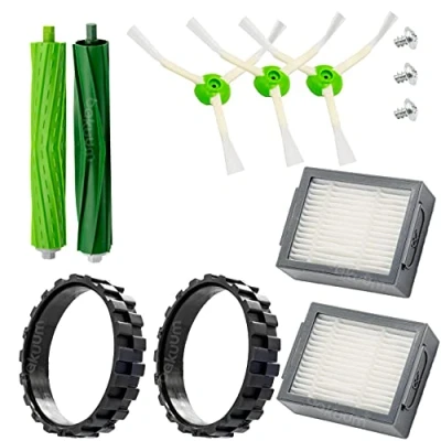 Imagen de BAKUUM Pack x2 Neumaticos + x3 Cepillos Rodillos Filtros. Accesorios para Aspiradoras iRobot Roomba Serie i7 Plus E5 E6 E7 i7+ i8 i8+ j7 j7+ i6 i6+ i4 i4+ i3 i3+ de 12 uds
