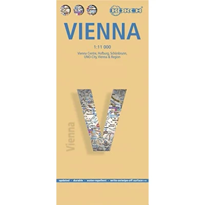 Imagen de Viena, plano callejero plastificado. Escala 1:11.000. Borch.: Vienna Centre, Hofburg, Schönbrunn, UNO City, &amp; Region (Borch Map)