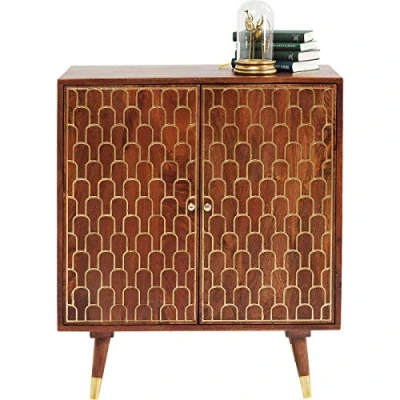 Imagen de KARE Design cómoda Muskat, pequeña, aparador Estrecho con 2 Puertas, Detalles Dorados, Vintage, salón, Dormitorio, Pasillo, almacenaje, Espacio de 90x75x40 cm