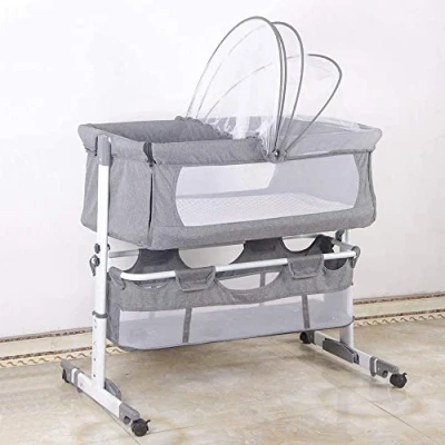 Imagen de cuna de noche bebé, cunas plegables 2 en 1, portátil con ventanas malla, ruedas giratorias, mosquitera cama plegable,Cuna bebé