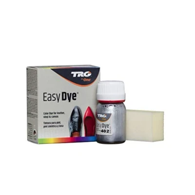 Imagen de TRG The One Tinte para Calzado y Complementos de Piel Tintura zapatos Piel, Lona Sintética con Esponja aplicadora Easy dye #402 Plata Vieja, 25ml
