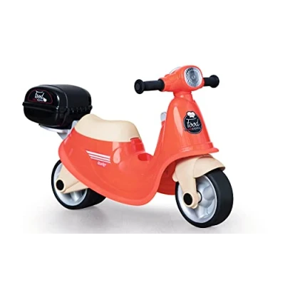Imagen de Smoby 721007 Moto Scooter Correpasillos Reparto de Comida, con Llave Contacto Mecánica, Color Rojo