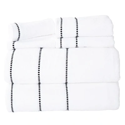Imagen de Lavish Home Juego de Toallas algodón 6 Piezas, Accesorios baño con 2 baño, Mano y paños Lavado, Secado rápido (Blanco)