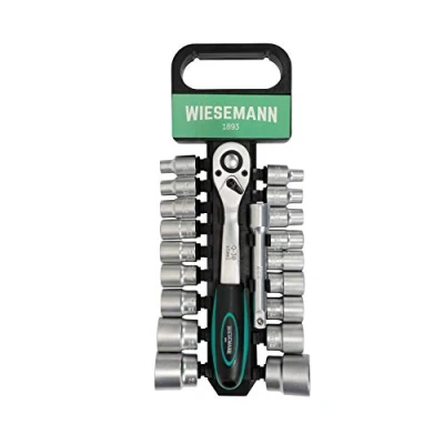 Imagen de Juego de 20 Vasos 8 32 mm para llave carraca 1/2&quot; y soporte WIESEMANN 1893 Acero al cromo vanadio Portapuntas 125 hexagonales I 80041