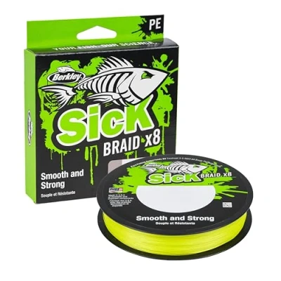 Imagen de Berkley Sick Braid Hi Viz Yellow 300m 0,29mm (26,4kg/58lb) Hilo trenzado